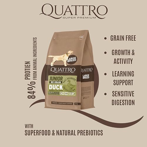 Quattro Super Premium Puppy Food for Large Breeds (2-21 Months) - Duck, 3 kg - Image 3