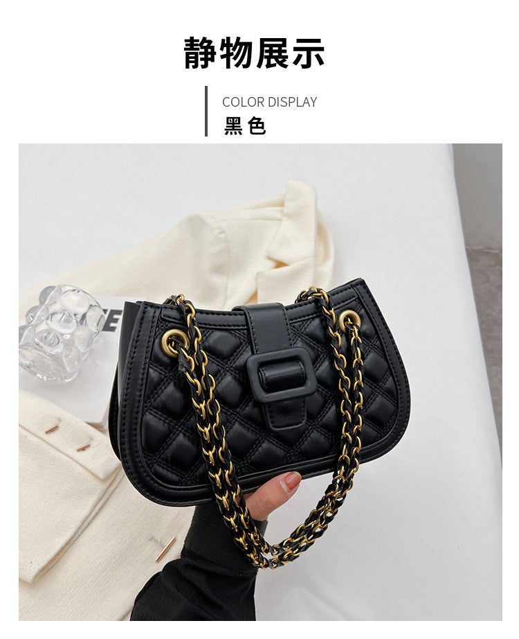 High-End Quilted Chain Bag Trendy Fashion Women'S Bag Textured Shoulder Bag Internet Celebrity Versatile Crossbody Bag - Image 1