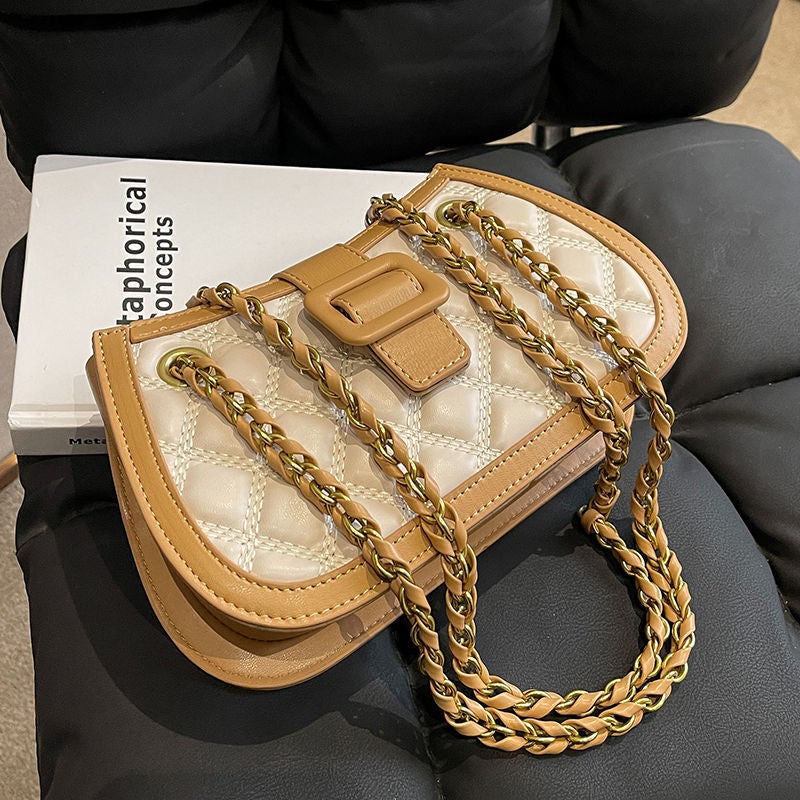 High-End Quilted Chain Bag Trendy Fashion Women'S Bag Textured Shoulder Bag Internet Celebrity Versatile Crossbody Bag - Image 4