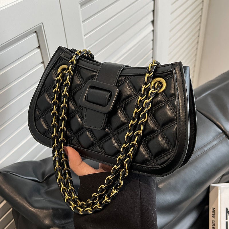 High-End Quilted Chain Bag Trendy Fashion Women'S Bag Textured Shoulder Bag Internet Celebrity Versatile Crossbody Bag - Image 2