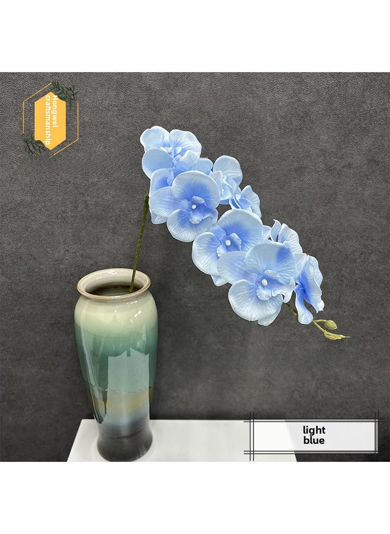 Generic 9-Head 3D Butterfly Orchid Artificial Flowers Light Blue 