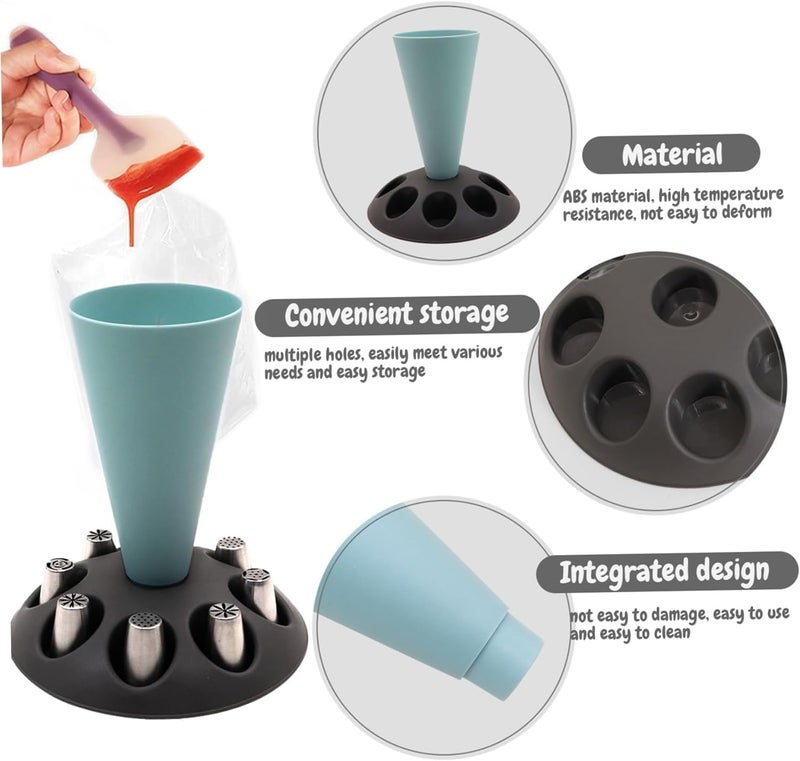 Piping Bag Stand Slots, Tool Holder for Cake Decorating and Pastry Bags, Nozzles Holder, Plastic Pastry Bag Stand for Baking Accessories - Image 3