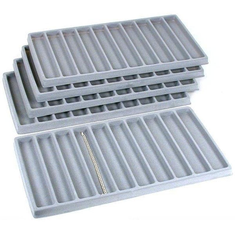 FindingKing 50 Slot Bracelet & Watch Display Tray Gray Showcase - Image 1