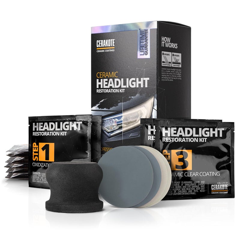 CERAKOTEÂ® Ceramic Headlight Restoration Kit â€“ Guaranteed To Last As Long As You Own Your Vehicle â€“ Brings Headlights Back to Like New Condition - No Power Tools Required - 10 Wipe Kit - Image 2