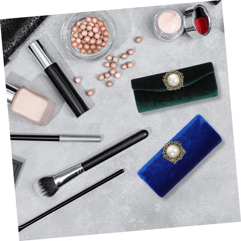 BESTonZON Vintage Lipstick Case with Mirror Plush Portable Lip Balm Holder for Women Classic Velvet Lipstick Storage Box Travel Cosmetic Accessory in Dark Green - Image 5