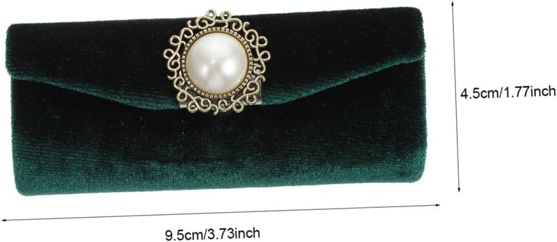 BESTonZON Vintage Lipstick Case with Mirror Plush Portable Lip Balm Holder for Women Classic Velvet Lipstick Storage Box Travel Cosmetic Accessory in Dark Green - Image 2