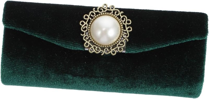 BESTonZON Vintage Lipstick Case with Mirror Plush Portable Lip Balm Holder for Women Classic Velvet Lipstick Storage Box Travel Cosmetic Accessory in Dark Green - Image 1