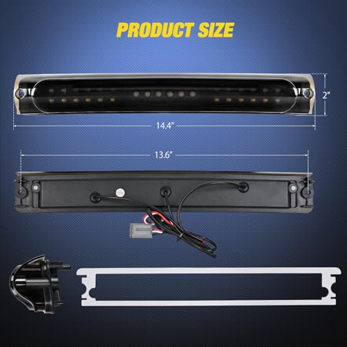 Nilight Third Brake Light Tail High Mount 3rd Stop Cargo Reverse Lights Smoked Lens Compatible with Ford F150 1997 1998 1999 2000 2001 2002 2003 F150 Heritage 2004 Pickup Truck Rear Cab Lamp - Image 3