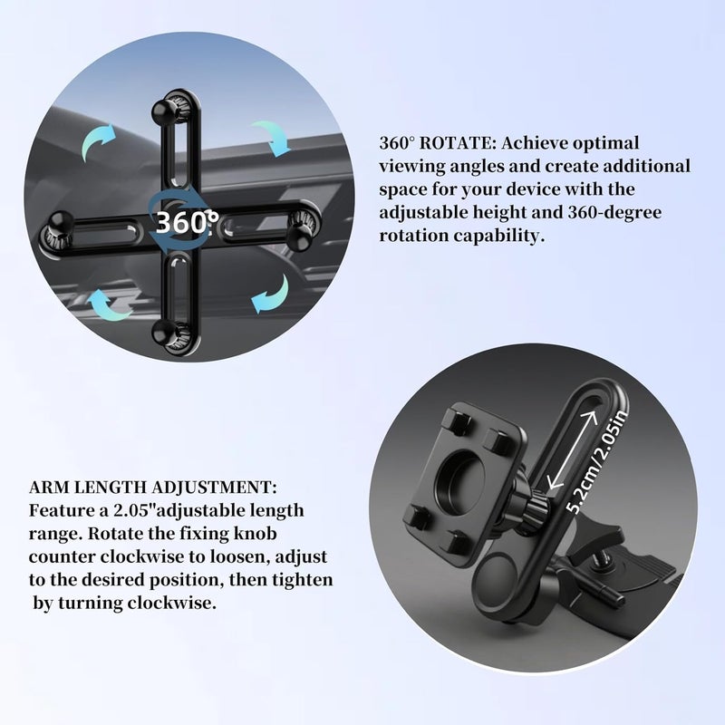 Epronic CD Slot Mount for CarPlay Screen Adjustable Arm and 360° Rotating Universal Head 17mm Compatible with in-Car Monitors CD Slot CarPlay Mount - Image 3