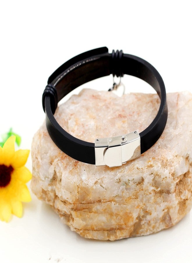 Uloveido Silicone Gel Faith Wristbands Black Stainless Steel Cuff Bangle Engraved Faith Small AS A Mustard Seed Can Move Mountains Matthews 17:20 - Image 5