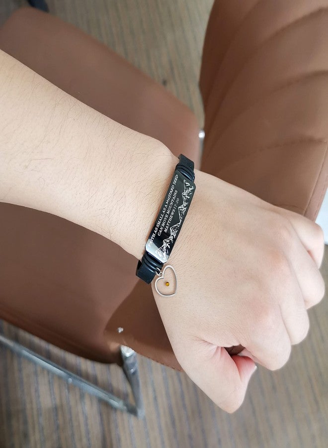 Uloveido Silicone Gel Faith Wristbands Black Stainless Steel Cuff Bangle Engraved Faith Small AS A Mustard Seed Can Move Mountains Matthews 17:20 - Image 2