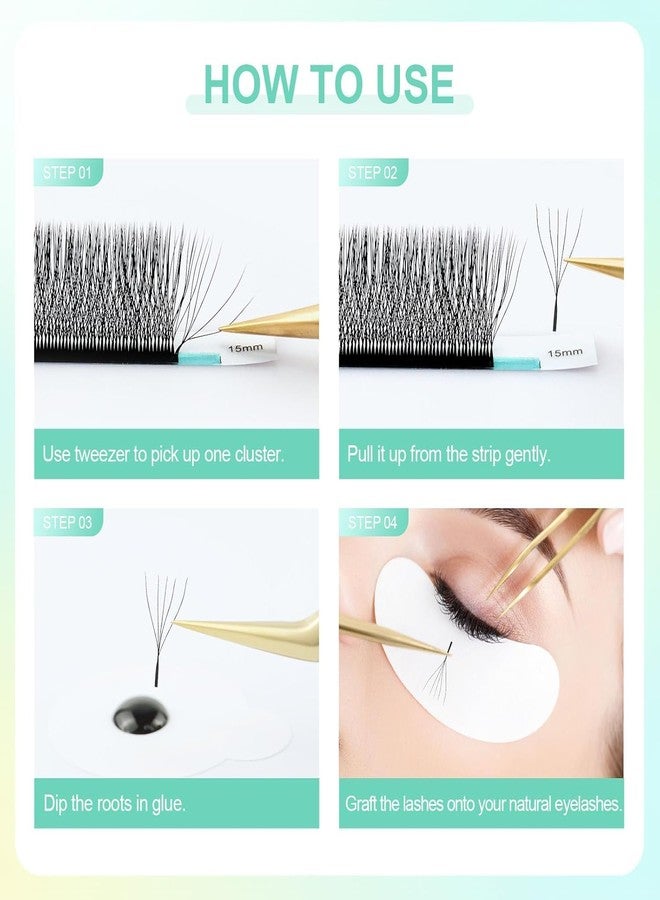 Kulis Lashes by Neonail - Eyelash Extension 5D Volume Premade 0.07mm D-Curl Faux Mink Matte Black Cluster Easy Fanning YY Eye Lashes (5D-0.07_D_MIX(8-15mm)) - Image 5