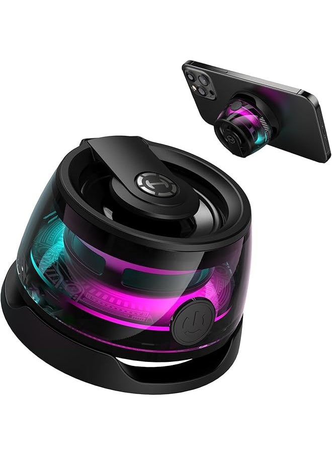 erorex G100 Magnetic Bluetooth Speaker 5W Mini Speakers Wireless With Bluetooth 5.3 Rgb Light Game Mode 7H Playtime Portable Phone Stand For Iphone Travel Golf Cart Black  - Image 1