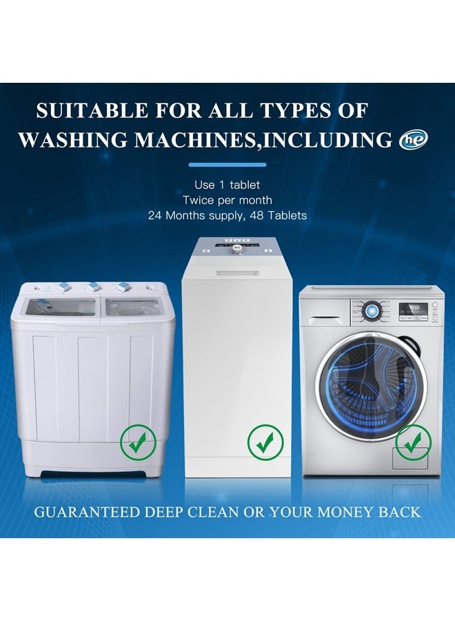 ORTUBE 48 Pack Washing Machine Cleaner - Deep Cleaning Formula Tablets for Front and Top Loader Washer Machines - Image 5