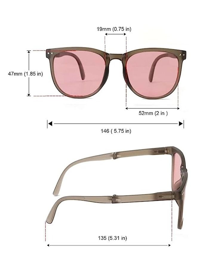 Unique - Foldable Sunglasses For Women Men, Square Folding Easy Carry Shades UV400 Protection Lens Suitable for running, driving, traveling,hiking and other outdoor sports-Grey pink - Image 1