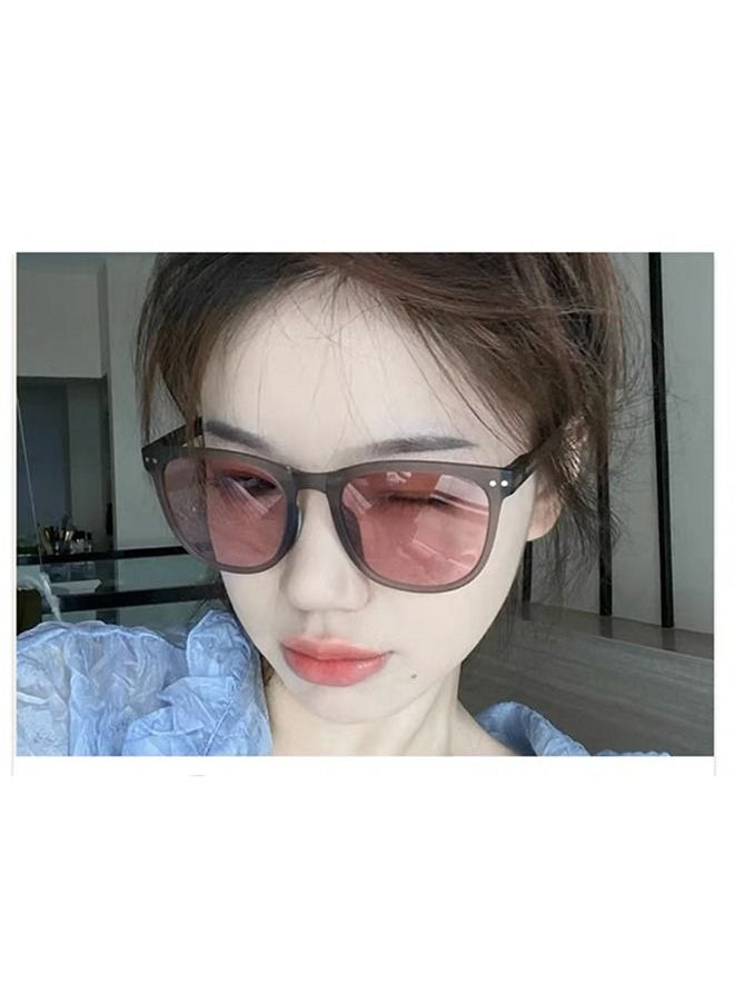 Unique - Foldable Sunglasses For Women Men, Square Folding Easy Carry Shades UV400 Protection Lens Suitable for running, driving, traveling,hiking and other outdoor sports-Grey pink - Image 1