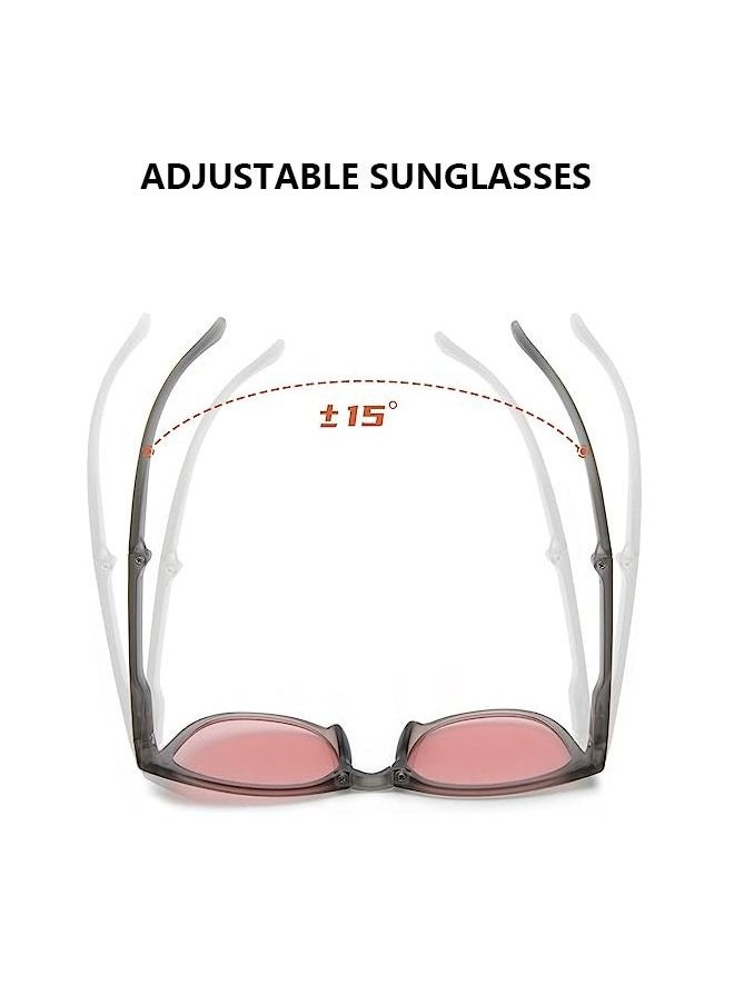 Unique - Foldable Sunglasses For Women Men, Square Folding Easy Carry Shades UV400 Protection Lens Suitable for running, driving, traveling,hiking and other outdoor sports-Grey pink - Image 1