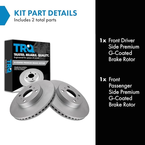 TRQ Front Brake Rotors Set Vented Premium G-Coated Compatible with 2013 Scion iQ 2012-2019 Toyota Prius C 2007-2018 Yaris - Image 2