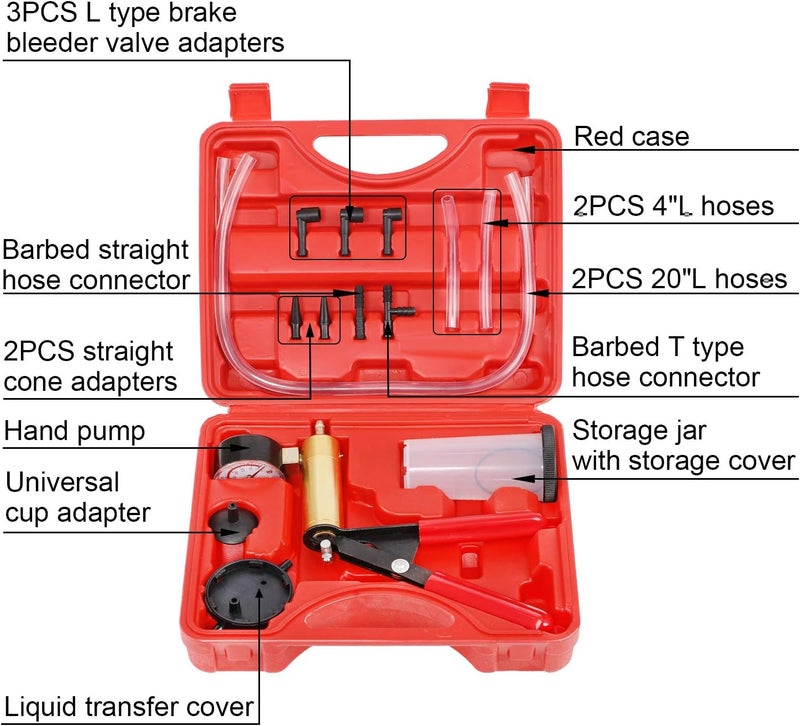 YSTOOL Brake and Clutch Fluid Hand Pump Vacuum Bleeder Tool Kit - Image 2
