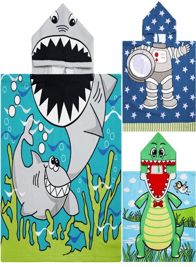 Chumia 3 Pack Kids Hooded Beach Poncho Towels Toddler Swim Pool Bath Towels with Hood Thicker Cotton Absorbent Cover up for Boys Girls Baby(59 x 30 Inch,Spaceman, Dinosaur) - Image 1