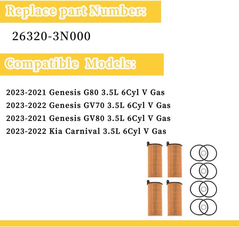 Getfarway 26320-3N000 Oil Filters 4-Pack - Image 2