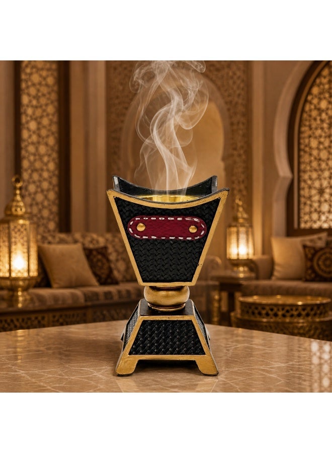 مبخرة ديكور بتصميم عربي مع نقشة سوداء وحواف ذهبية - Image 1