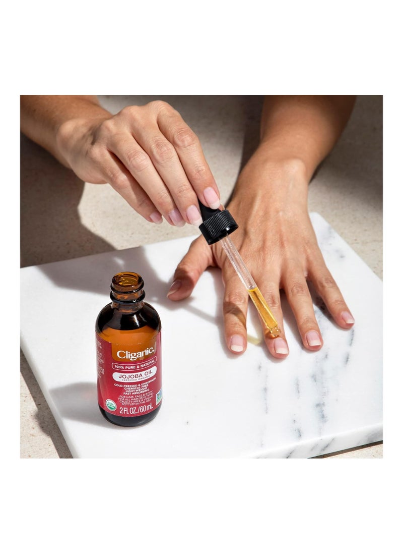 Cliganic 100% Pure USDA Certified Organic Jojoba Oil, Cold Pressed and Hexane-Free, Stimulate Growth for Hair, Face, Nails, and Cuticles, 120 ml.  - Image 3