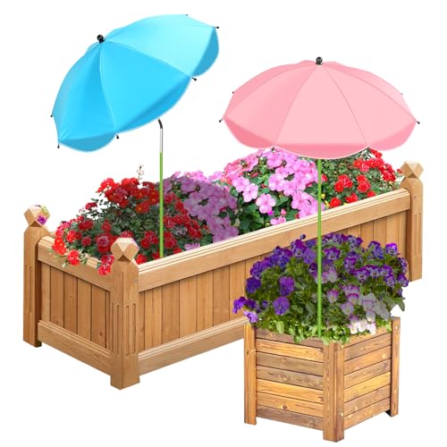 Axcoix 2 Pack Upgraded Plant Umbrellas for Outdoor Plants, 26" Larger Garden Plant Umbrella Shade with Adjustable Angle, 43.4" Higher Sun Shade for Plants, Potted Plant, Garden Beds (Pink & Blue) - Image 1