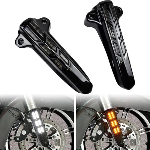 VEISUTOR Front Fork Covers wTurn Signal for Harley Touring LED Front Lower Fork Leg Covers Light for Street Glide Road King Electra Glide Ultra Limited 20142020 Accessories - Image 1