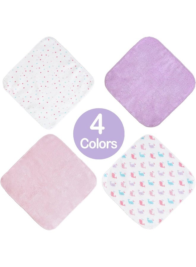 softan Baby Washcloths, 24Pack Baby Wash Cloths Extra Soft & Ultra Absorbent, Baby Towels and Washcloths Face Towel Unisex for Boys Girls Body, Washclothes Gentle on Sensitive Skin, 9x9 Pink Whale - Image 4