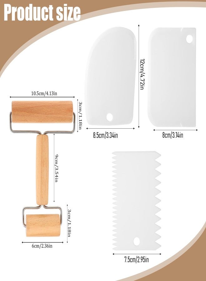 salbsever Small Rolling Pin, Mini Wooden Double Dough Roller with 3 Pcs Dough Scraper Mini Rolling Pin, Non-Stick Pizza Roller, Baker Rollers Set for Home Kitchen Baking Cooking - Image 2