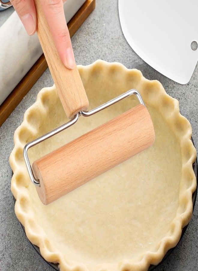 salbsever Small Rolling Pin, Mini Wooden Double Dough Roller with 3 Pcs Dough Scraper Mini Rolling Pin, Non-Stick Pizza Roller, Baker Rollers Set for Home Kitchen Baking Cooking - Image 5