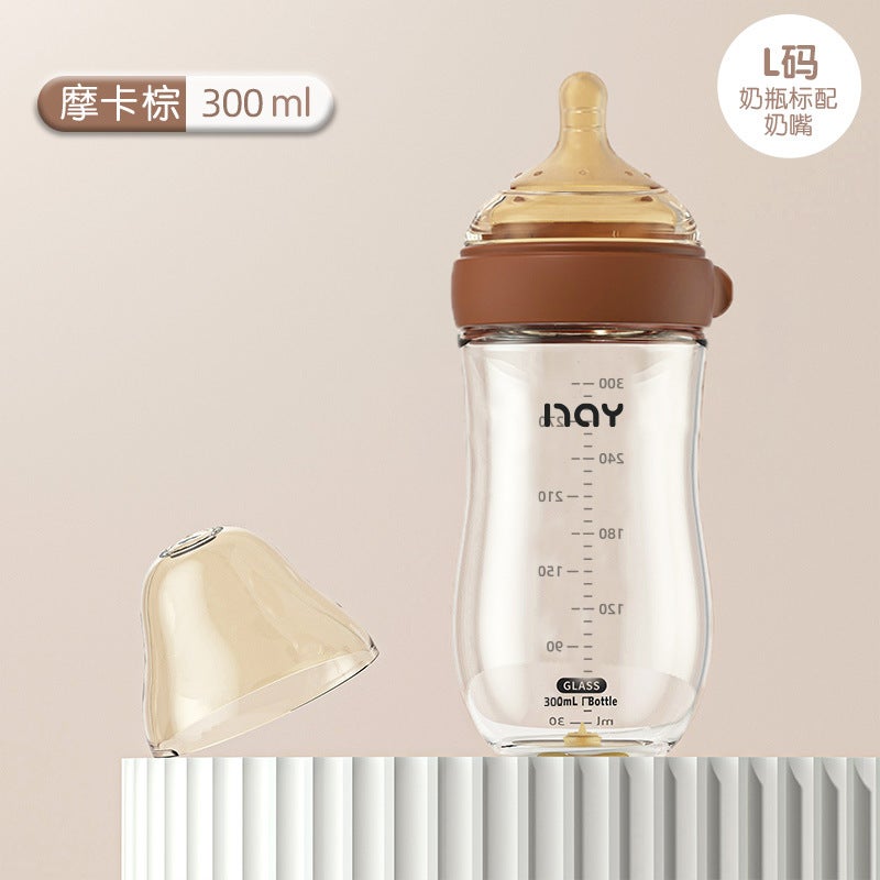 Nuoaiin Newborn Imitation Breast Milk Anti-Flatulence High Borosilicate Glass Bottle Newborn Baby 0-10 Months Bottle - Image 1