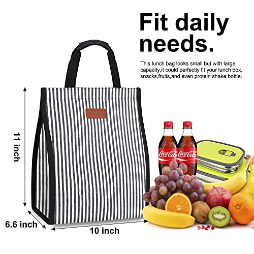 Femuar Lunch Bags for Women Insulated Reusable Lunch Tote with Internal Pocket, Lunch Tote bag for Work (Stripe) - Image 2