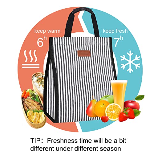 Femuar Lunch Bags for Women Insulated Reusable Lunch Tote with Internal Pocket, Lunch Tote bag for Work (Stripe) - Image 4