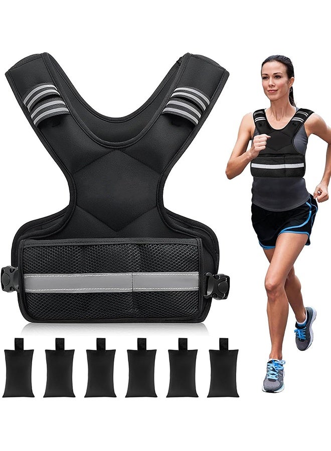 UETEEY Weighted Vest for Women and Men, 6-12lb Rucking Vest with 6 Ironsand Bags, Storage Pocket and Reflective Stripes for Workout, Running, Strength Training - Image 1