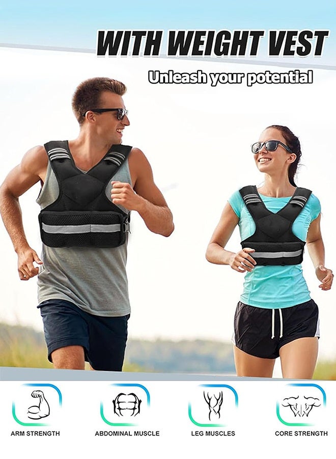 UETEEY Weighted Vest for Women and Men, 6-12lb Rucking Vest with 6 Ironsand Bags, Storage Pocket and Reflective Stripes for Workout, Running, Strength Training - Image 2