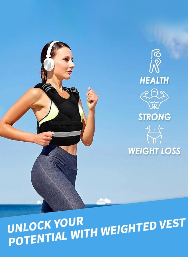 UETEEY Weighted Vest for Women and Men, 6-12lb Rucking Vest with 6 Ironsand Bags, Storage Pocket and Reflective Stripes for Workout, Running, Strength Training - Image 4