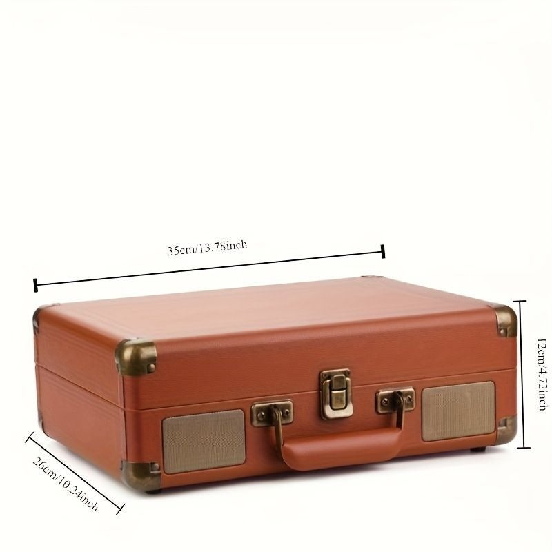 Years stay This Portable Retro Vinyl Record Player Combines a High-quality Phonograph with Bluetooth Functionality. Featuring Bluetooth Connectivity, Vinyl and Cellophane Disc Playback, Headphone Compatibility, and AUX Input Support, It's the Perfect Gift - Image 4