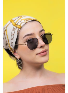 Focus On Hexagonal Gold Sunglasses  - Image 2
