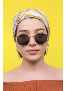 Focus On Hexagonal Gold Sunglasses  - Image 4