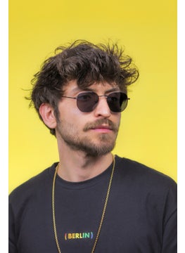 Focus On Hexagonal Gold Sunglasses  - Image 3