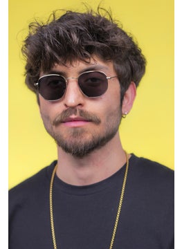 Focus On Hexagonal Gold Sunglasses  - Image 5