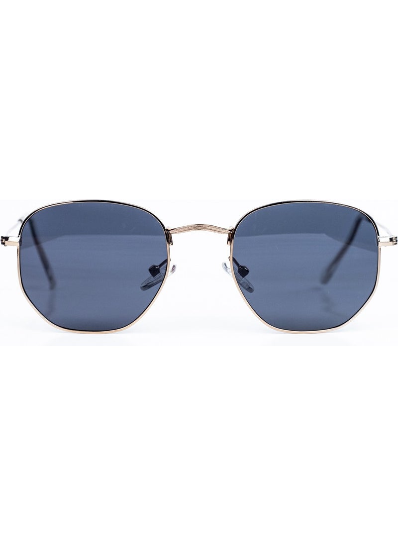 Focus On Hexagonal Gold Sunglasses  - Image 1