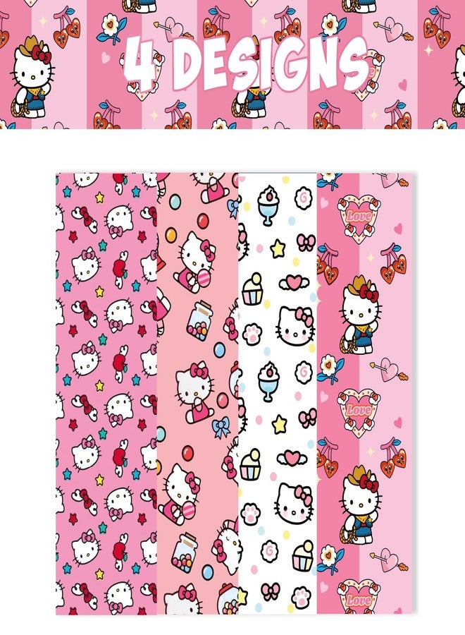 MUSNOW 4 Pcs Kitty Cat Wrapping Paper for Baby Shower Kids Birthday Party Decorations Wedding DIY Crafts Gift Packing, 20 x 30 Inch - Image 3