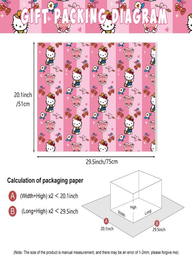 MUSNOW 4 Pcs Kitty Cat Wrapping Paper for Baby Shower Kids Birthday Party Decorations Wedding DIY Crafts Gift Packing, 20 x 30 Inch - Image 2