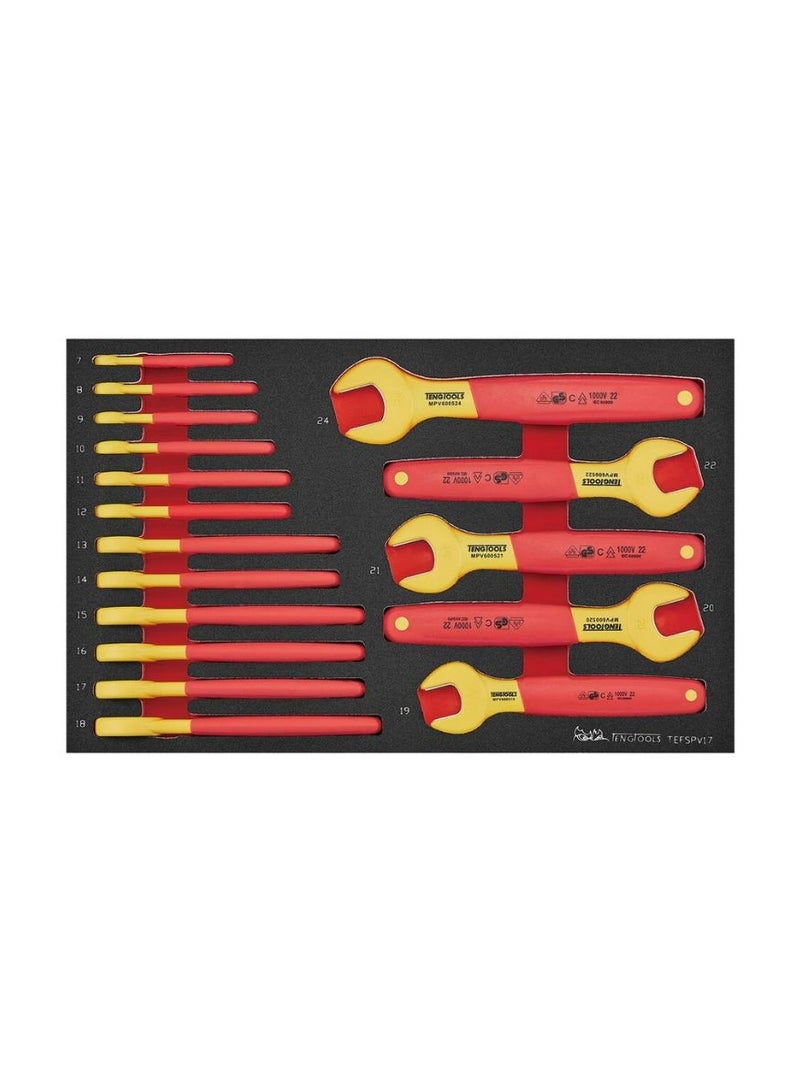 Insulated Spanner Set 17 Pieces Metric 1000V FOAM3 Inlay – TEFSPV17 by Teng Tools