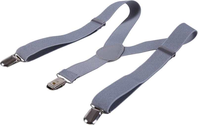 cheekyglo Tie Suspenders Set for Kids Elastic Adjustable Suspenders with Bow Ties Classic Braces Bowtie Set Gifts Trouser Hanging Clip for Wedding, Show, Stage,Light Grey - Image 4