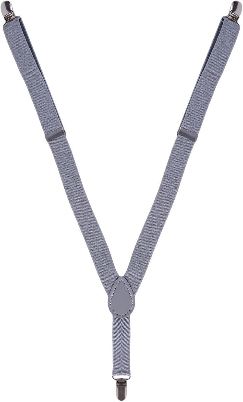 cheekyglo Tie Suspenders Set for Kids Elastic Adjustable Suspenders with Bow Ties Classic Braces Bowtie Set Gifts Trouser Hanging Clip for Wedding, Show, Stage,Light Grey - Image 5