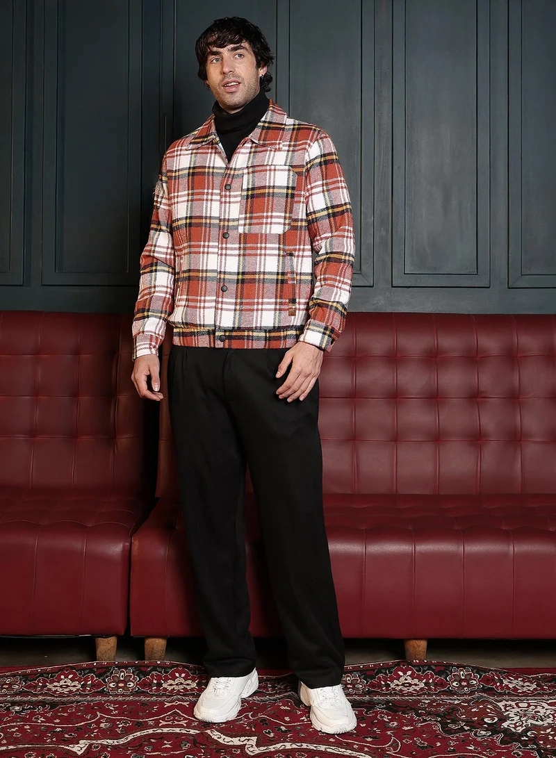 CAHOOT  Men's Rust Orange Twill-Plaid Utility Bomber Jacket for Men | Best Price UAE